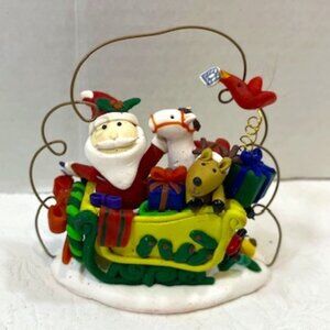 Kirkland Signature Ornament Jolly Holiday Santa in Sleigh Toys Decor 3.5"